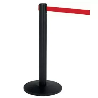 COLONNE "ALFA" IN ACCIAIO METALLO VERICIATO NERO CON NASTRO DELIMITA CORSIE ROSSO CF 2 PZ MEDIAL - immagine 1