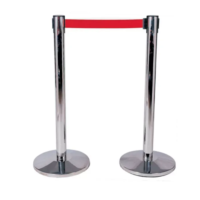 COLONNA IN ACCIAIO INOX CON NASTRO ROSSO DA 2 METRI 2 PEZZI MEDIAL - immagine 1