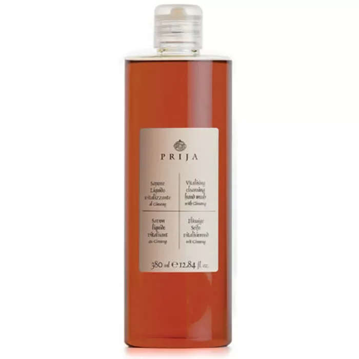 FLACONE 380 ML SAPONE LIQUIDO EMOLLIENTE AL GINSENG CRT. DA 18 PZ LINEA PRIJA - immagine 1