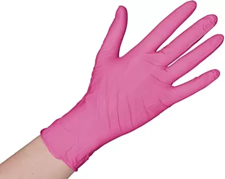GUANTI IN GOMMA FELPATI ROSA PROFESSIONAL BASIC MIS.M CF. DA 10 PAIA ICOGUANTI - immagine 1